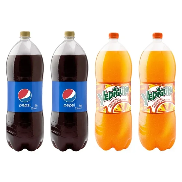 Pepsi Kola 2,5 Lt 2 Ad + Yedigün Portakal 2,5 Lt 2 Ad / 4 Lü Karma Paket - Görsel 3