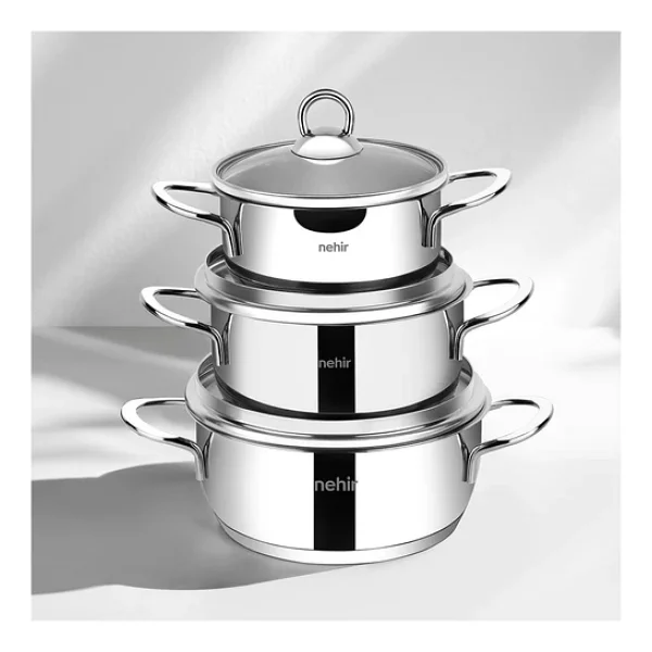 Nehir Silver 6 Parça Çelik Mini Tencere Seti - Görsel 4