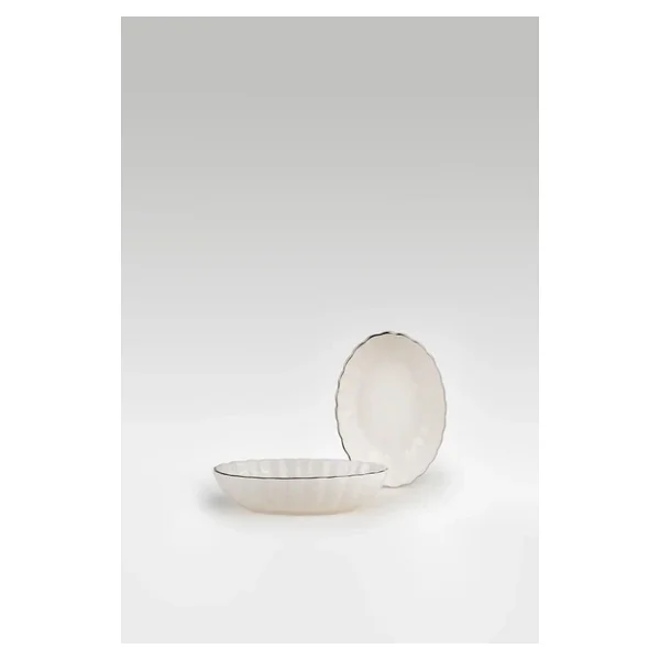 Kütahya Porselen Bone Luz Form Platin Fileli 15 Cm 2'li Oval Kase - Görsel 5