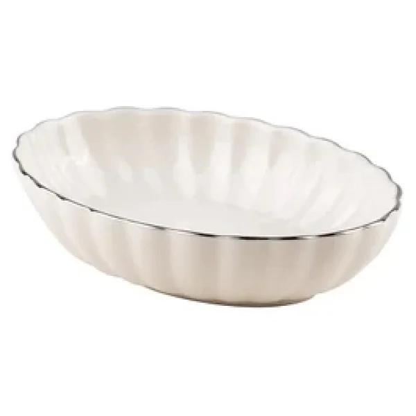 Kütahya Porselen Bone Luz Form Platin Fileli 15 Cm 2'li Oval Kase - Görsel 4