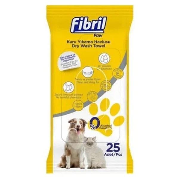 Fibril Evcil Hayvan Kuru Yıkama Havlusu 25'li - Görsel 4