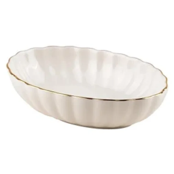Kütahya Porselen Bone Luz Form Altın Fileli 15 Cm 2'li Oval Kase - Görsel 7