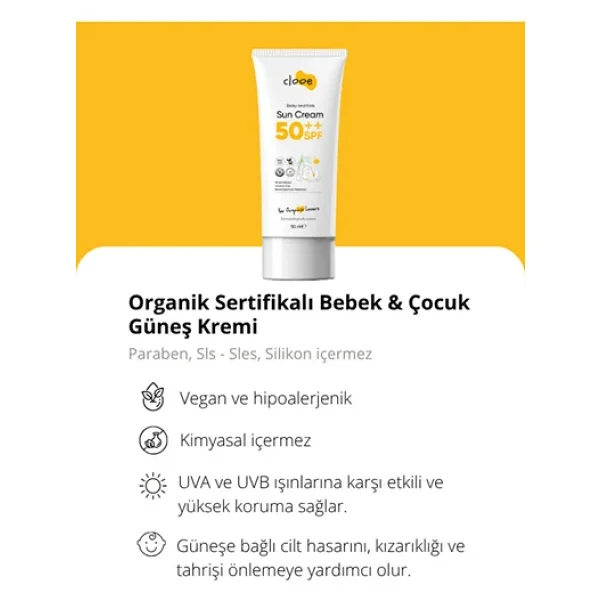 Clooe Organik Vegan Hipoalerjenik Glutensiz 50 Spf Güneş Kremi (50ml) Clooe - Görsel 8