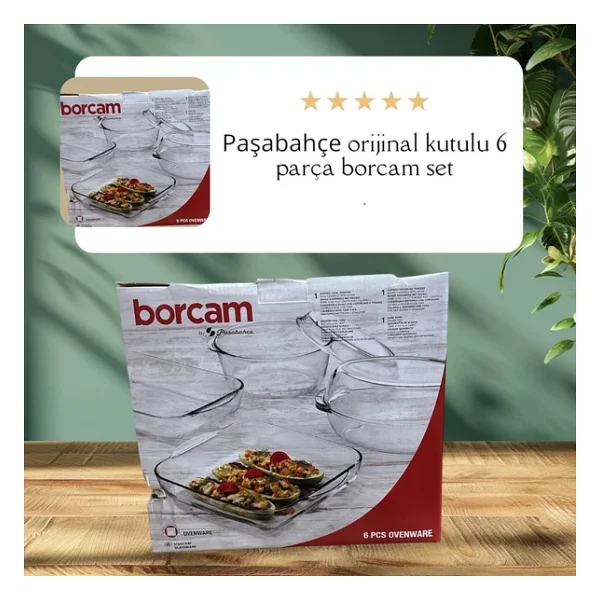 Paşabahçe Borcam Tepsi Tencere Seti -6 Parça Borcam Çeyiz Seti Kutulu - Görsel 6