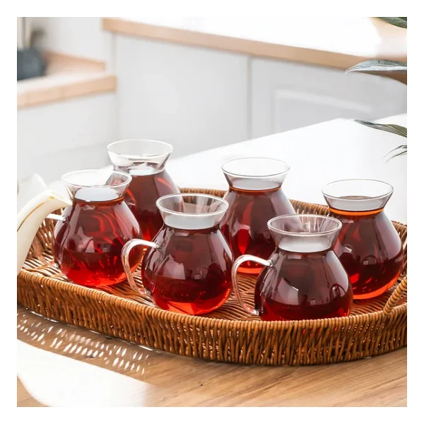 Perotti Keyfi Ala 15528 200 Ml 6'lı Borosilikat Kulplu Çay Bardağı - Görsel 5