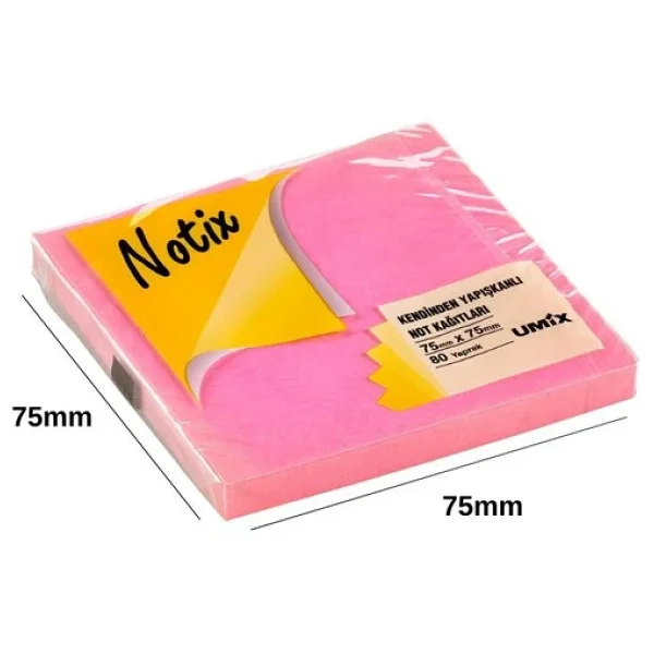 Notix Yapışkanlı Not Kağıdı Neon Pembe 75 Mm X 75 Mm 80 Yaprak - Görsel 4
