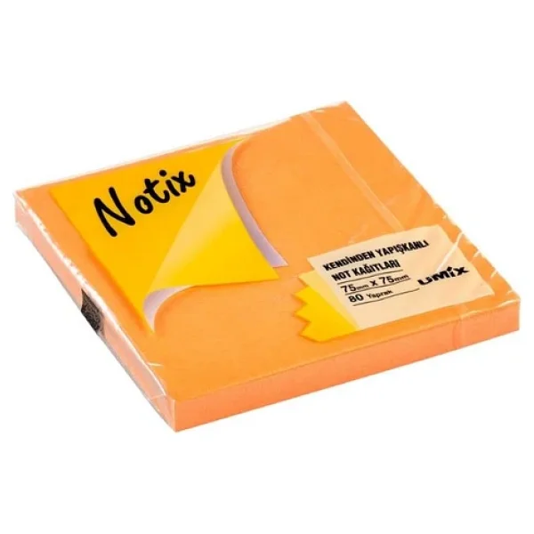 Notix Yapışkanlı Not Kağıdı Neon Turuncu 75 Mm X 75 Mm 80 Yaprak - Görsel 3