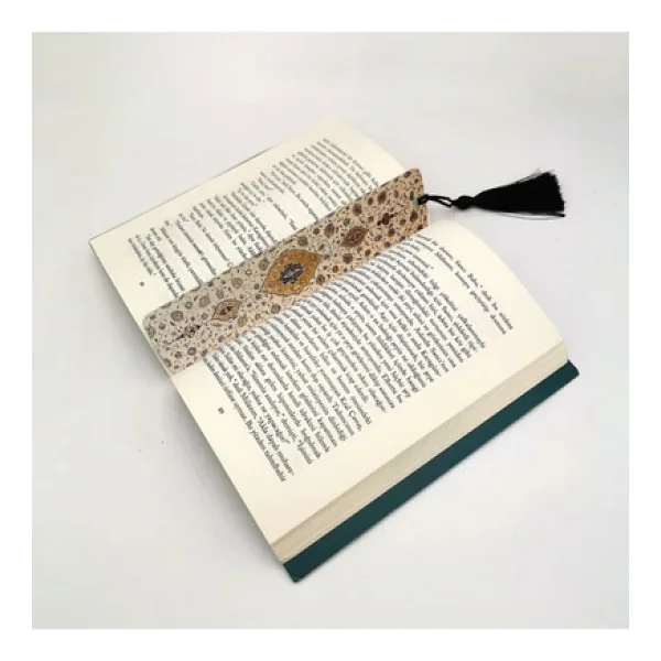 Rumi Desen Baskılı, Püsküllü Kitap Ayracı (Hediyelik Bookmark,Ayraç-126) - Görsel 2