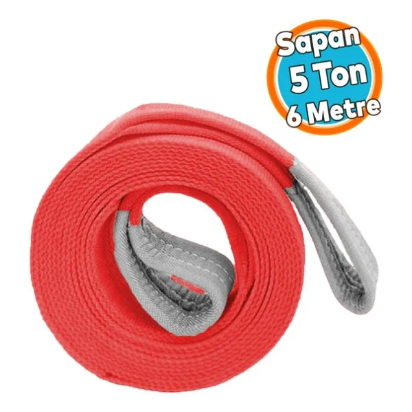 Yük Kaldırma Sapan Polyester Spanzet 5 Ton 6 Metre Kırmızı Sağlam Taşıma İndirme Araç Çekme Halat - Görsel 3