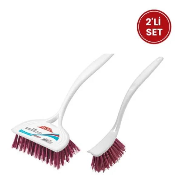Flora 2 Li Trendy Temizlik Seti, F367 Bulaşık Fırçası + F388 Lavabo Küvet Fırçası Seti - Görsel 2