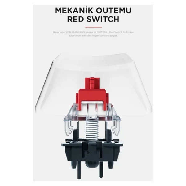 Rampage Yoru Mini Pro RGB Tkl Red Switch Kablolu/Kablosuz Mekanik Oyuncu Klavyesi - Görsel 3