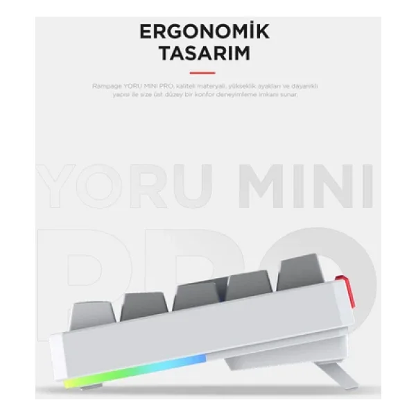 Rampage Yoru Mini Pro RGB Tkl Red Switch Kablolu/Kablosuz Mekanik Oyuncu Klavyesi - Görsel 6