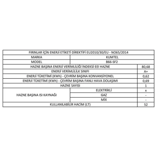 Kumtel B66-S2 Siyah Ankastre Fırın - Görsel 6