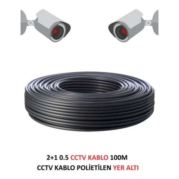 Fury 2+1 0.5mm Polietilen Yer Altı Cctv Kablo Güvenlik Kamera Kablosu 100m - Görsel 3