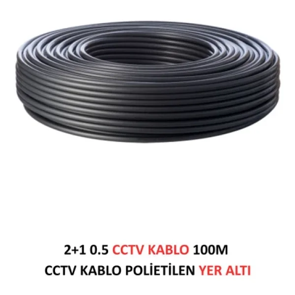 Fury 2+1 0.5mm Polietilen Yer Altı Cctv Kablo Güvenlik Kamera Kablosu 100m - Görsel 5