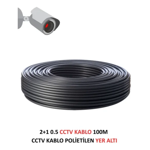Fury 2+1 0.5mm Polietilen Yer Altı Cctv Kablo Güvenlik Kamera Kablosu 100m - Görsel 4