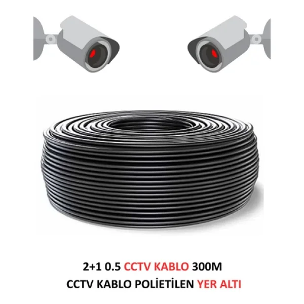 Fury 2+1 0.5mm Polietilen Yer Altı Cctv Kablo Güvenlik Kamera Kablosu 300m - Görsel 3