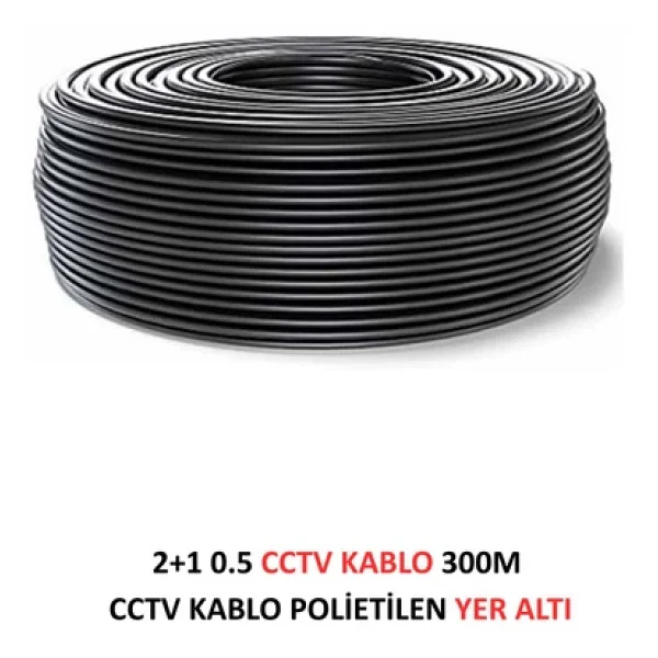 Fury 2+1 0.5mm Polietilen Yer Altı Cctv Kablo Güvenlik Kamera Kablosu 300m - Görsel 4