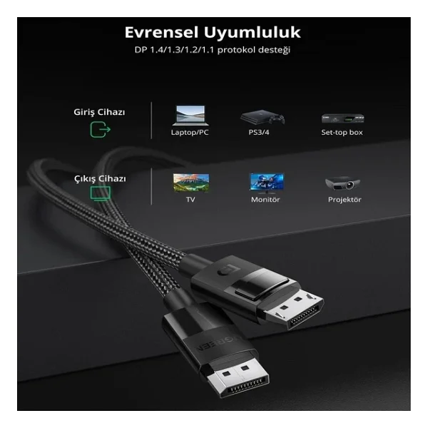 Ugreen 80392 2 M 8K Displayport Kablo - Görsel 3