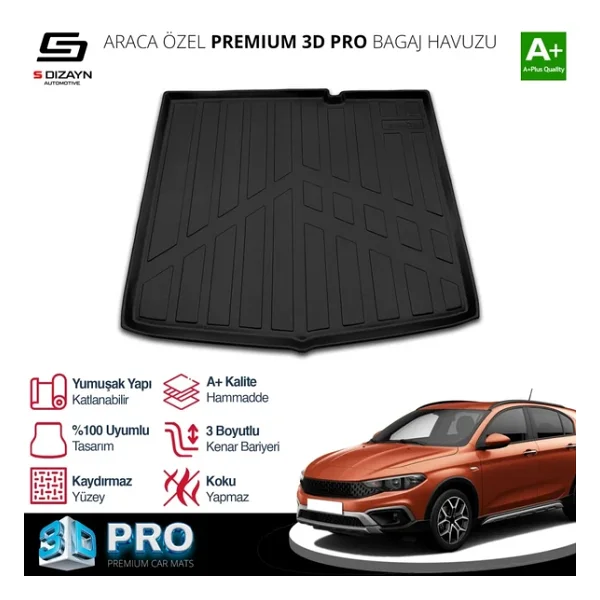 S-Dizayn Fiat Egea Cross 3d Pro Bagaj Havuzu 2020 Üzeri A+ Kalite - Görsel 3