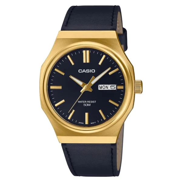 Casio Standart Mtp-E735gl-1avdf Deri Kordon Siyah-Altın Erkek Kol Saati - Görsel 4