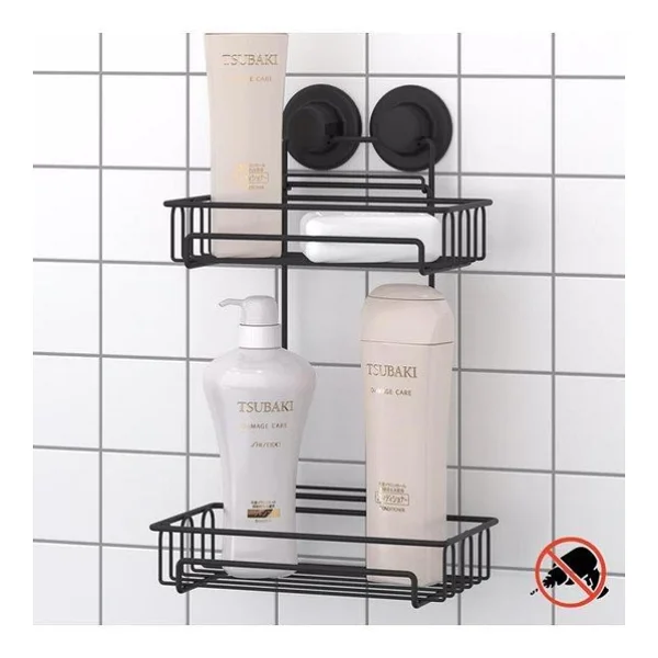 Geseus Va Kumlu İki Katlı Banyo Rafı Şampuanlık Delme Vida Matkap Yok! Mat Siyah-Dm242 - Görsel 2