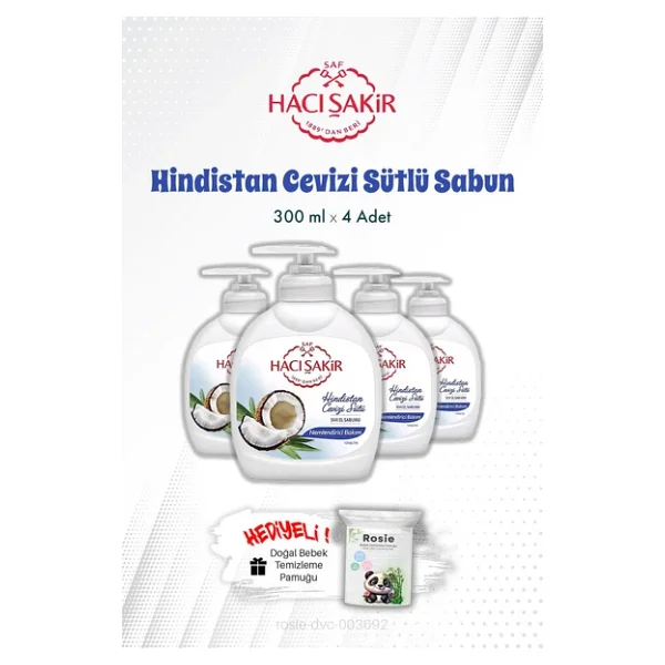 Hacı Şakir Hindistan Cevizi Sütlü Sıvı El Sabunu 300 Ml X 4 Ve Rosıe - Görsel 3
