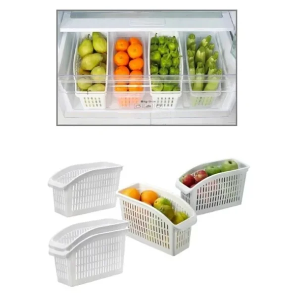 Omnipazar Sy-2170 Plastik Küçük Dolap İçi Sebze Meyve Düzenleyici Beyaz 4 Lü Set Beyaz - Görsel 6
