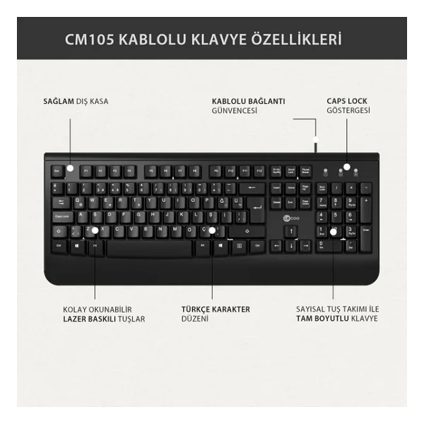 Lenovo Lecoo Cm105 Siyah Kablolu Klavye Mouse Seti - Görsel 8