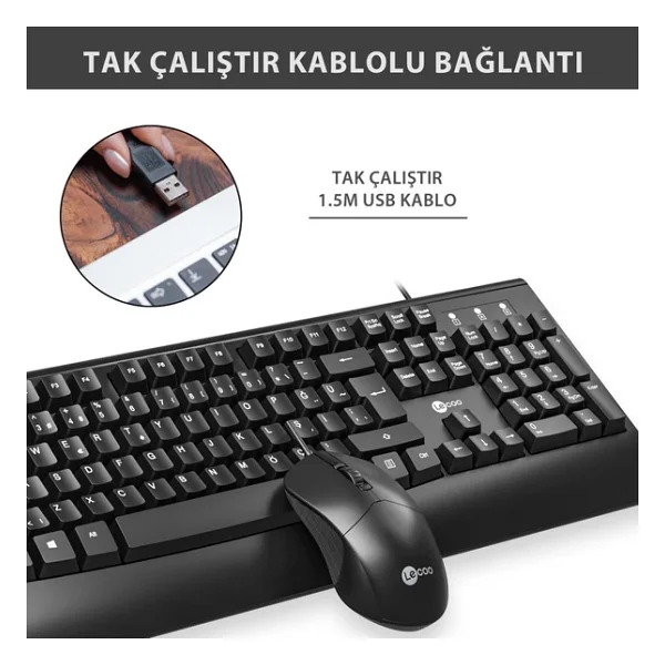 Lenovo Lecoo Cm105 Siyah Kablolu Klavye Mouse Seti - Görsel 6