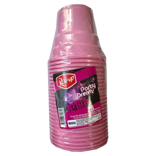 Piknik Davet Doğum Günü Omeyva Sofra Seti - 25 Kişilik Pembe Tabak Bardak Çatal Takımı - Görsel 9