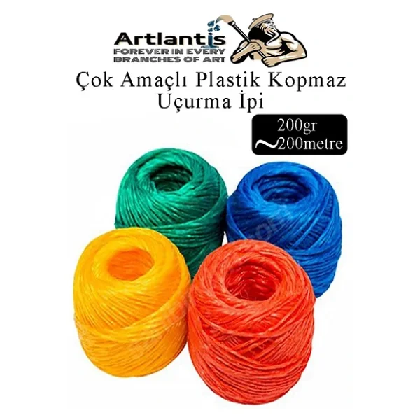Çok Amaçlı Plastik Kopmaz Uçurtma İpi Çamaşır İpi 4 Adet Renkli 200 Metre Naylon İp Çırpı İpi Çizim İnşaat Duvar İpi - Görsel 3