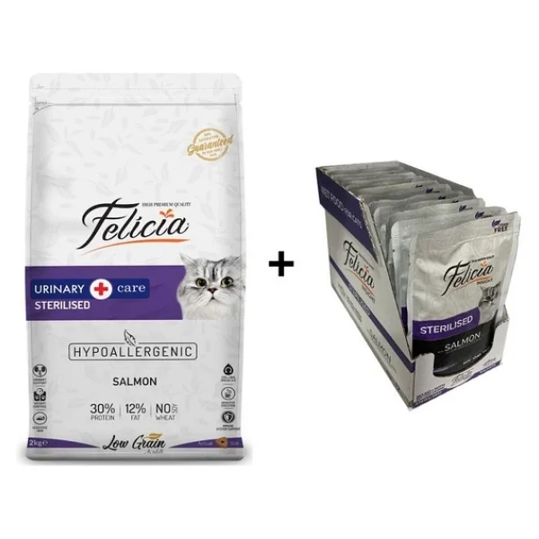 Felicia Somonlu Light Sterilised Kedi Maması 2 Kg + 12 Adet Felicia Somonlu Kısır Yaş Mama 85 Gr - Görsel 3