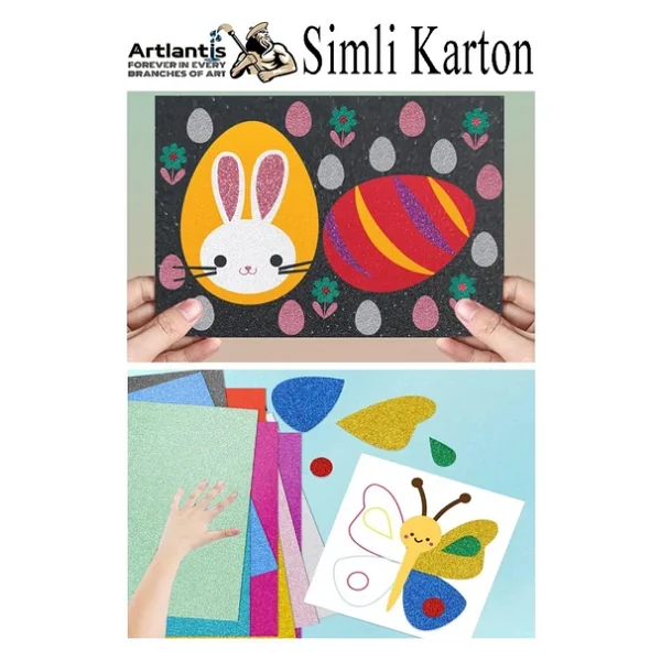 Simli Karton A4 20x30 Cm 10 Renk 1 Paket 10 Lu Simli Karton Parıltılı Kağıt Anasınıfı Kreş Etkinlik Proje Dekoratif - Görsel 7