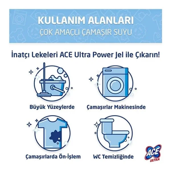 Ace Ultra Power Jel Dağ Ferahlığı Çamaşır Suyu 750 Ml 6'lı - Görsel 5