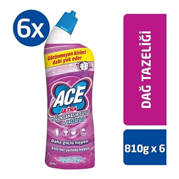 Ace Ultra Power Jel Dağ Ferahlığı Çamaşır Suyu 750 Ml 6'lı - Görsel 4