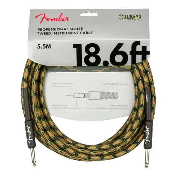 Fender Professional Düz/Düz Uçlu 5m Woodland Camo Enstrüman Kablosu - Görsel 3