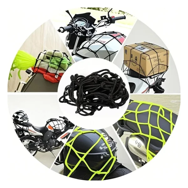 Motosiklet Kask Filesi - 6 Kanca Neon Turuncu 1 Metre Esneyebilir - Görsel 6