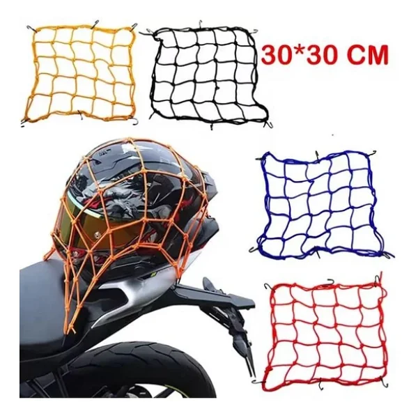 Motosiklet Kask Filesi - 6 Kanca Neon Turuncu 1 Metre Esneyebilir - Görsel 5