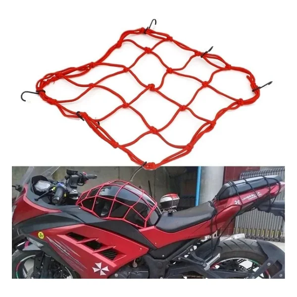Motosiklet Kask Filesi - 6 Kanca Kırmızı 1 Metre Esneyebilir - Görsel 5