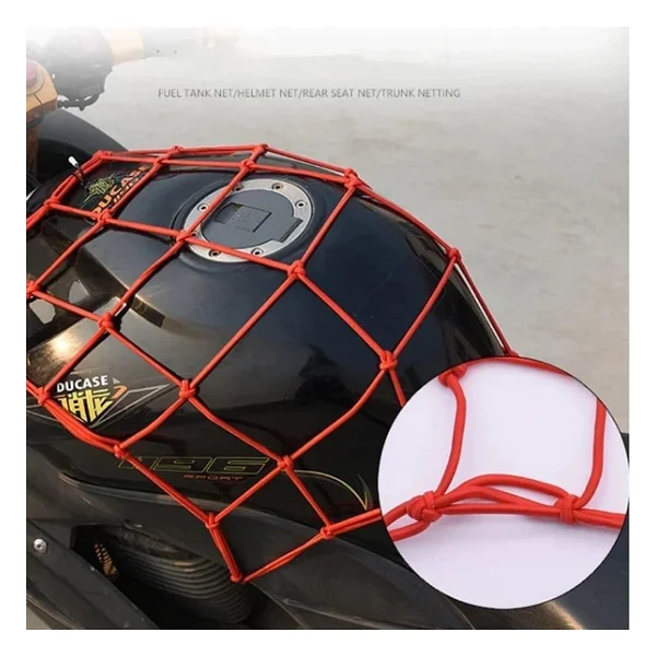 Motosiklet Kask Filesi - 6 Kanca Kırmızı 1 Metre Esneyebilir - Görsel 4