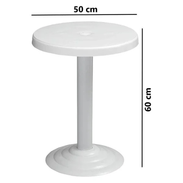 Omnipazar Mt-Gf401a Beyaz Medio Bahçe Balkon Sehpa Ø50 Cm - Görsel 4