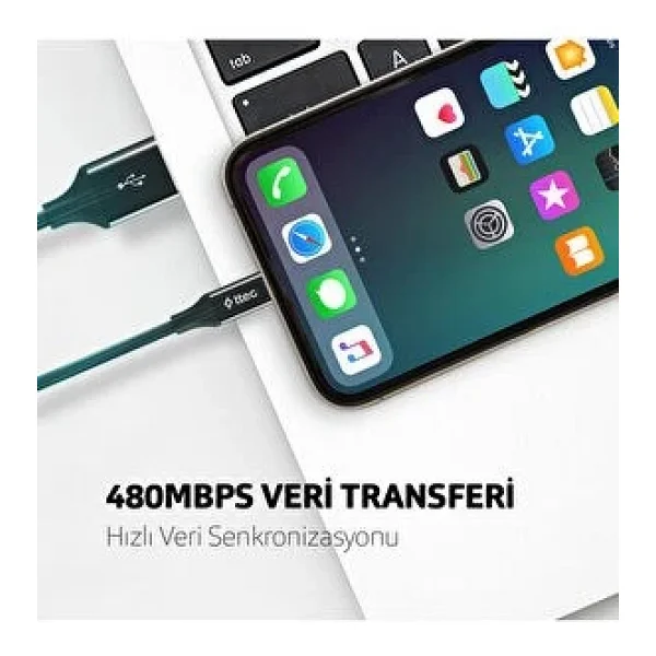 Ttec Alumicable USB-A To Lightning Şarj Kablosu - Siyah - Görsel 3