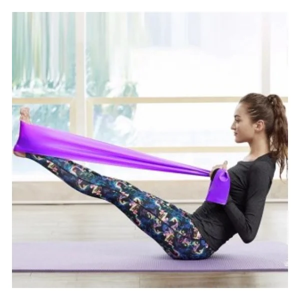 Leyaton Pilates Bandı Jimnastik Plates Lastiği 150x15 Cm Egzersiz Aerobik Bant 1 Adet Mor - Görsel 3