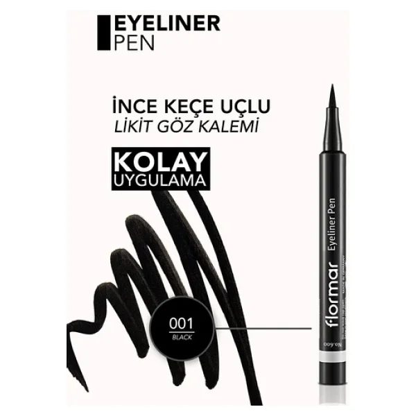 Flormar Yüksek Pigmentli & Yarı Mat Bitişli 001 Black Kalem Eyeliner - Görsel 5
