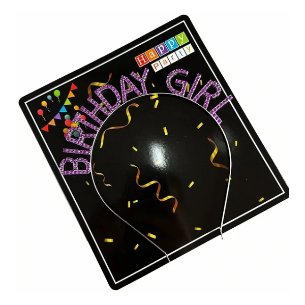 Mor Renk Kristal Taşlı Parlak Birthday Girl Yazılı Taç 16x17 Cm - Görsel 4