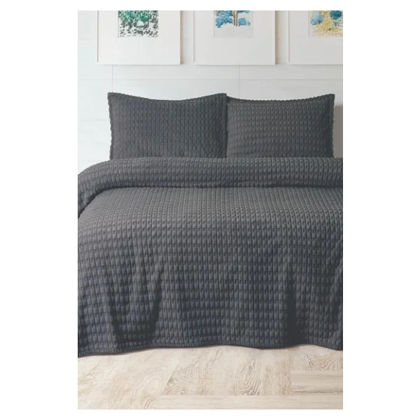 Merinos Modern Twist Antrasit 220x240 Cm Çift Kişilik Battaniye Seti - Görsel 4