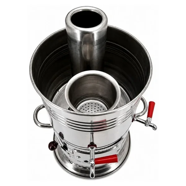 Paslanmaz 304 Çelik 5 Litre Çift Hazneli Demlikli Semaver - Görsel 9