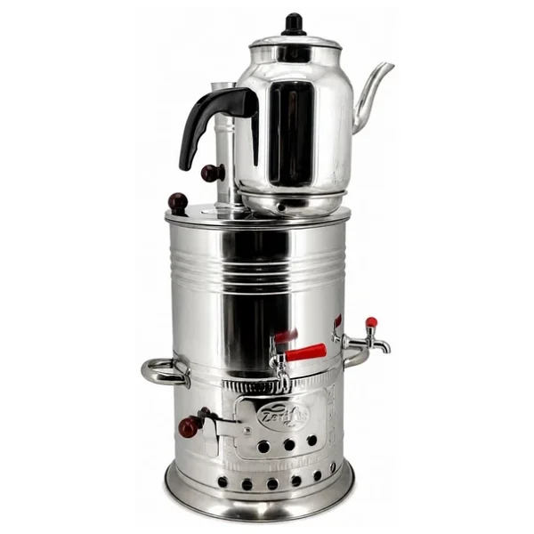 Paslanmaz 304 Çelik 5 Litre Çift Hazneli Demlikli Semaver - Görsel 4