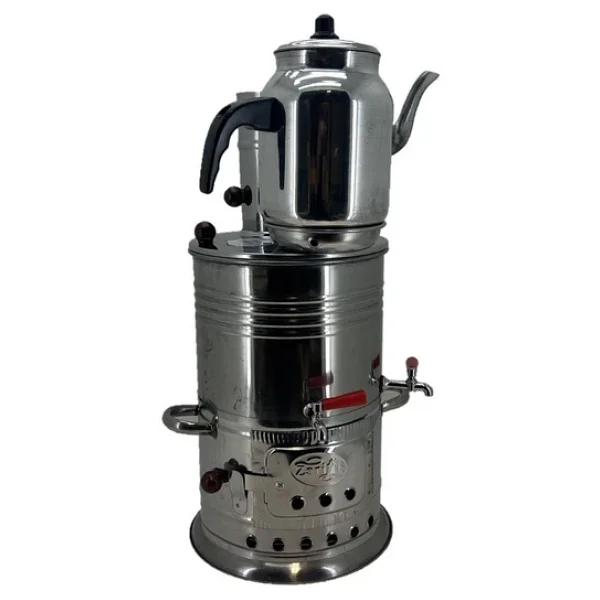 Paslanmaz 304 Çelik 5 Litre Çift Hazneli Demlikli Semaver - Görsel 3